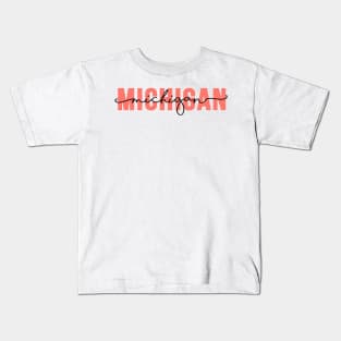 Michigan  -coral Kids T-Shirt